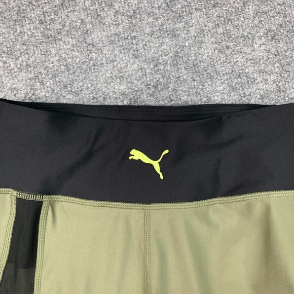 Puma Evide Bike Short Women XS Extra Small Moss High Waisted Mesh Panel Unpadded - Picture 6 of 14